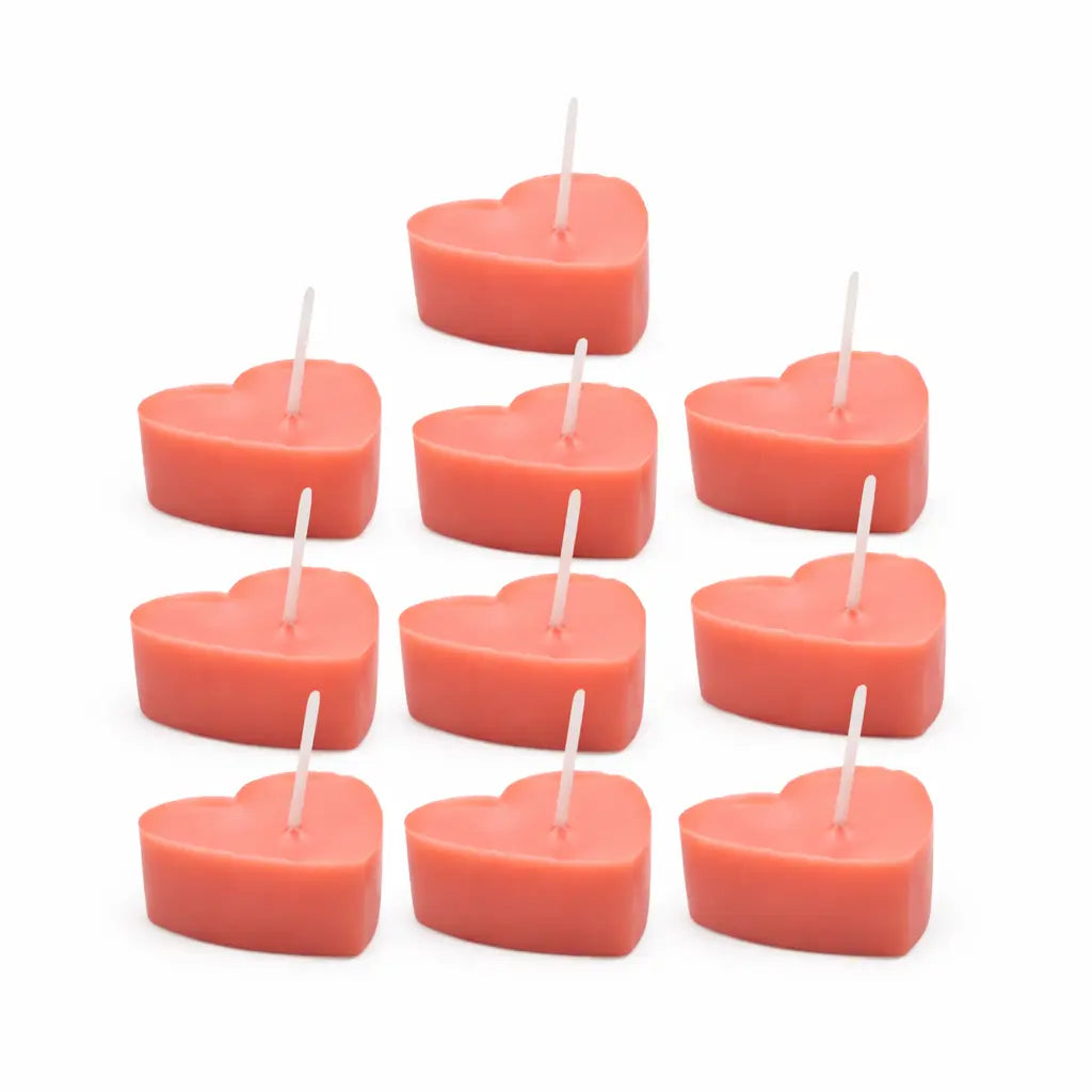 10er Set Sojawachs Herz Teelichter mit Vanilleduft dekorative Aromakerzen online bestellen