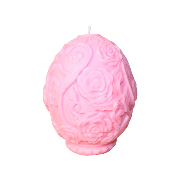 Rose Relief Egg Shape – Handcrafted Candle / Handmade Candle / Bougie artisanale / Lumânare artizanală / Vela artesanal