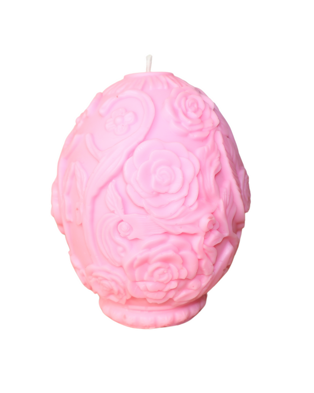 Rose Relief Egg Shape – Handgefertigte Kerze / Handmade Candle / Bougie artisanale / Lumânare artizanală / Vela artesanal