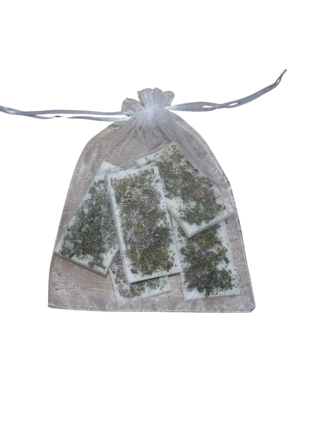 Natürliche Duftplättchen 5er SET  – Bio-Sojawachs mit Minzblättern & Minzpulver