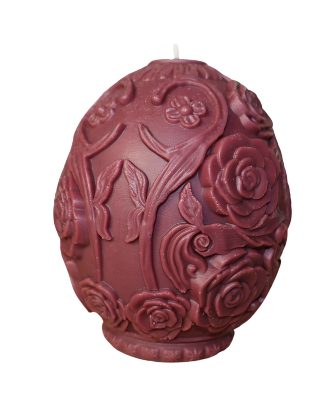 Rose Relief Egg Shape – Handgefertigte Kerze / Handmade Candle / Bougie artisanale / Lumânare artizanală / Vela artesanal