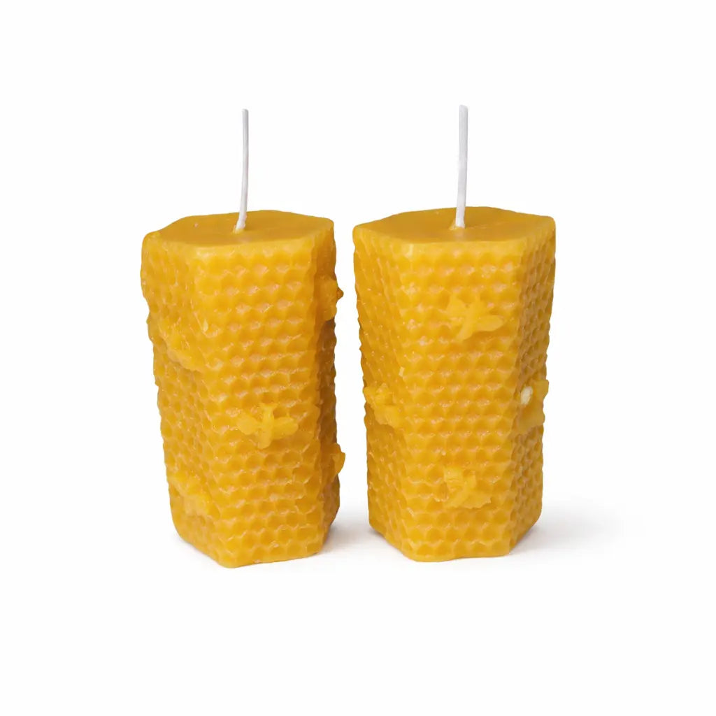 2er Set Bienenwachs Kerzen mit Naturduft dekorative handgegossene Kerzen online bestellen