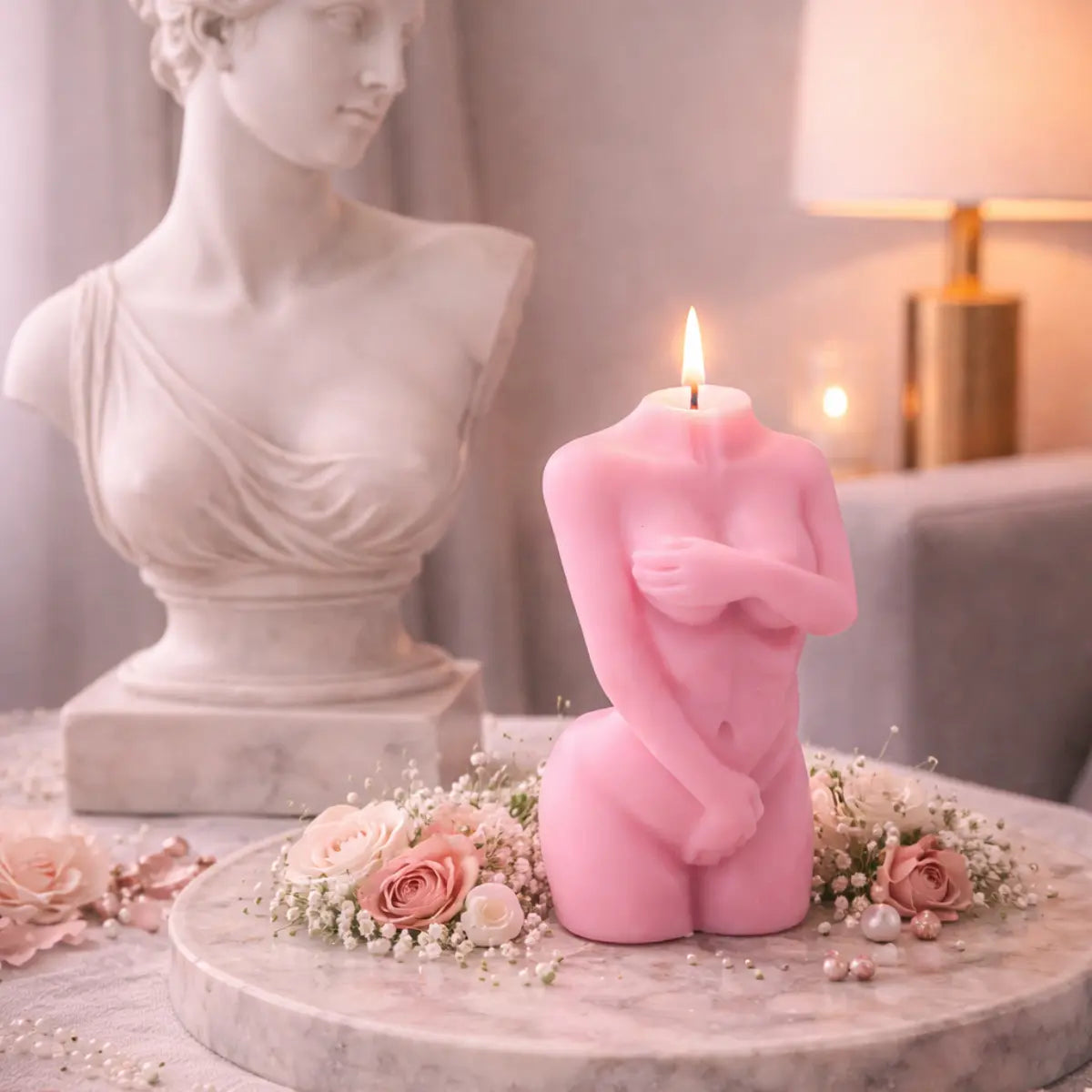 2er Set Sojawachs Duftkerzen mit Vanilleduft Torso Kerzen Design dekorative Aromakerzen online bestellen