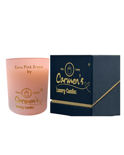 Coco Pink Dream – Lumânare artizanală din ceară de cocos cu parfum Coconut Bay, în pahar de lux