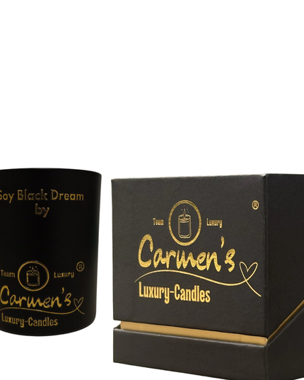 Soy Black Dream – Bougie artisanale en cire de soja bio, parfum vanille, dans un verre de luxe