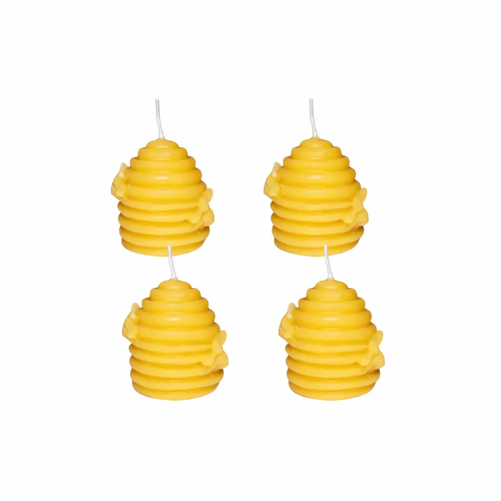 4er Set Bienenwachs Kerzen im Honigwaben Design mit Naturduft dekorative Kerzen online bestellen