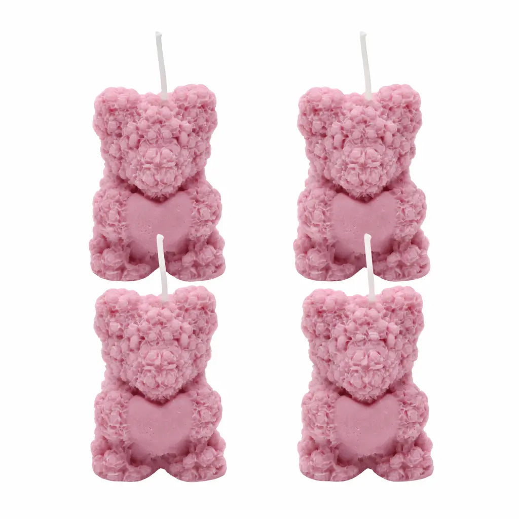 4er Set Sojawachs Duftkerzen mit Vanilleduft Teddy mit Herz dekorative Aromakerzen online bestellen