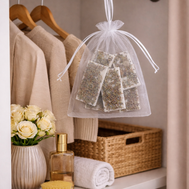 Natürliche Duftplättchen  5er SET – Bio-Sojawachs mit Lavendelblüten