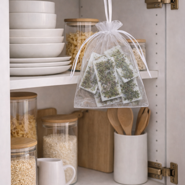 Natürliche Duftplättchen 5er SET  – Bio-Sojawachs mit Minzblättern & Minzpulver