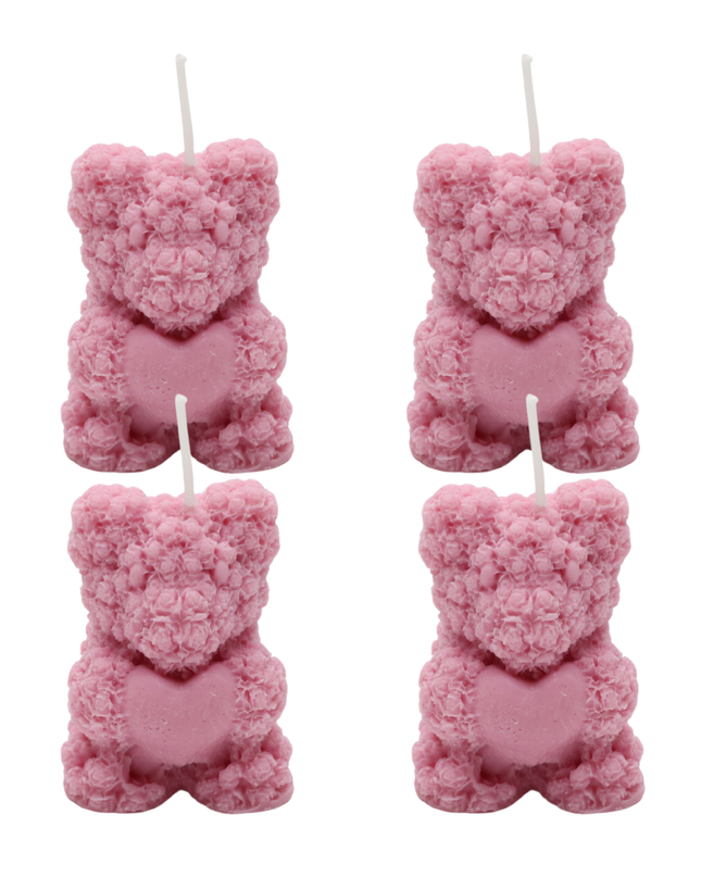 Teddy with Heart 4er SET  – Handgefertigte Kerze / Handmade Candle / Bougie artisanale / Lumânare artizanală / Vela artesanal