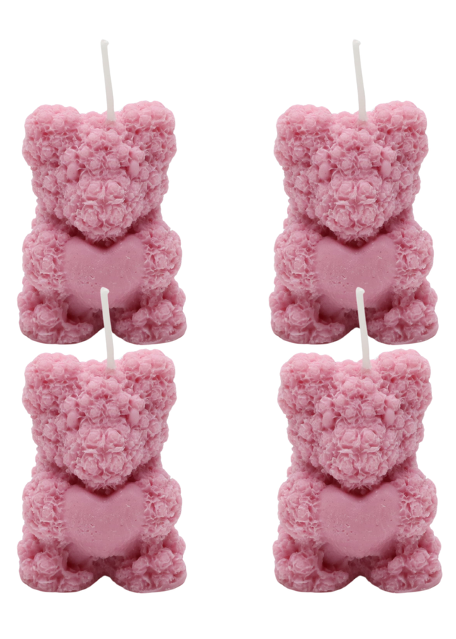 Teddy with Heart 4er SET  – Handgefertigte Kerze / Handmade Candle / Bougie artisanale / Lumânare artizanală / Vela artesanal