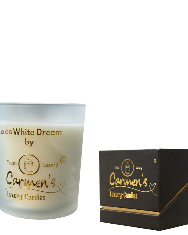 Coco White Dream – Handgefertigte Kokoswachs Kerze mit Coconut Bay Duft im Luxusglas