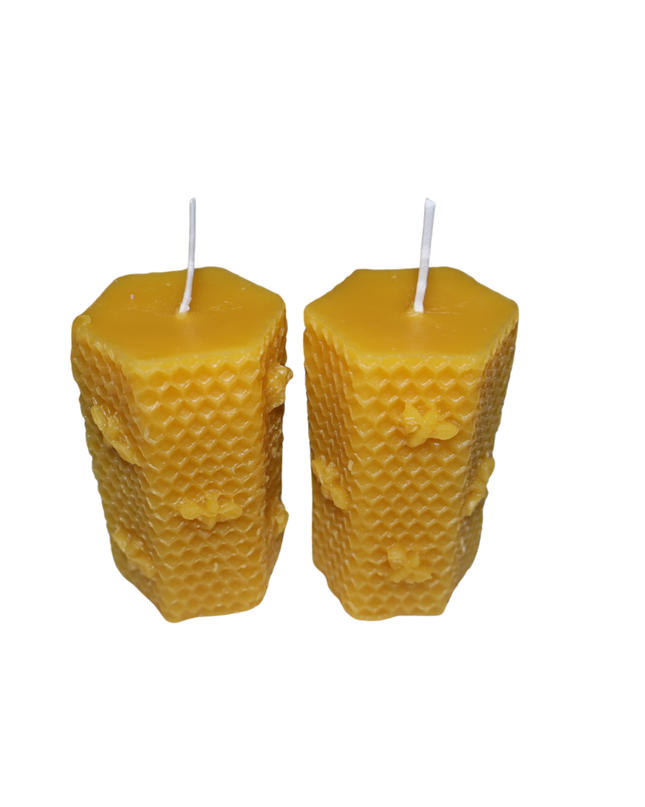 Honeycomb Glow 2er SET  – Handgefertigte Kerze aus natürlichem Bienenwachs