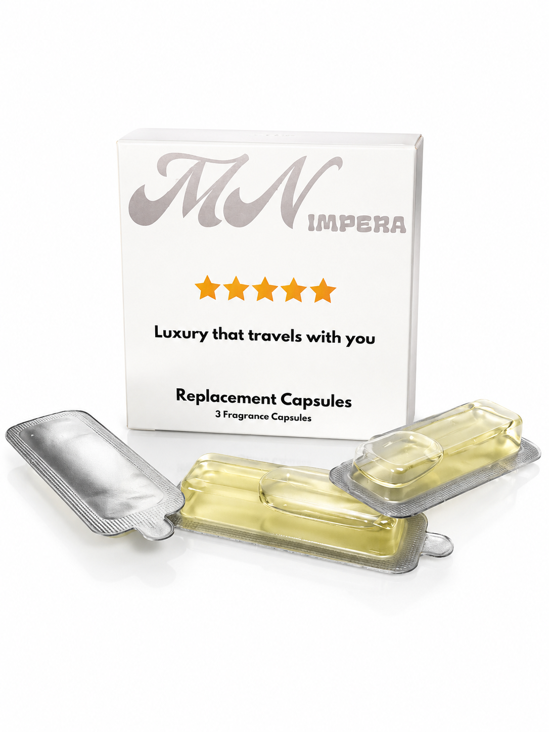 MN IMPERA Luxury Car Diffuser – Ocean Replacement Capsules (3 x 3 ml)