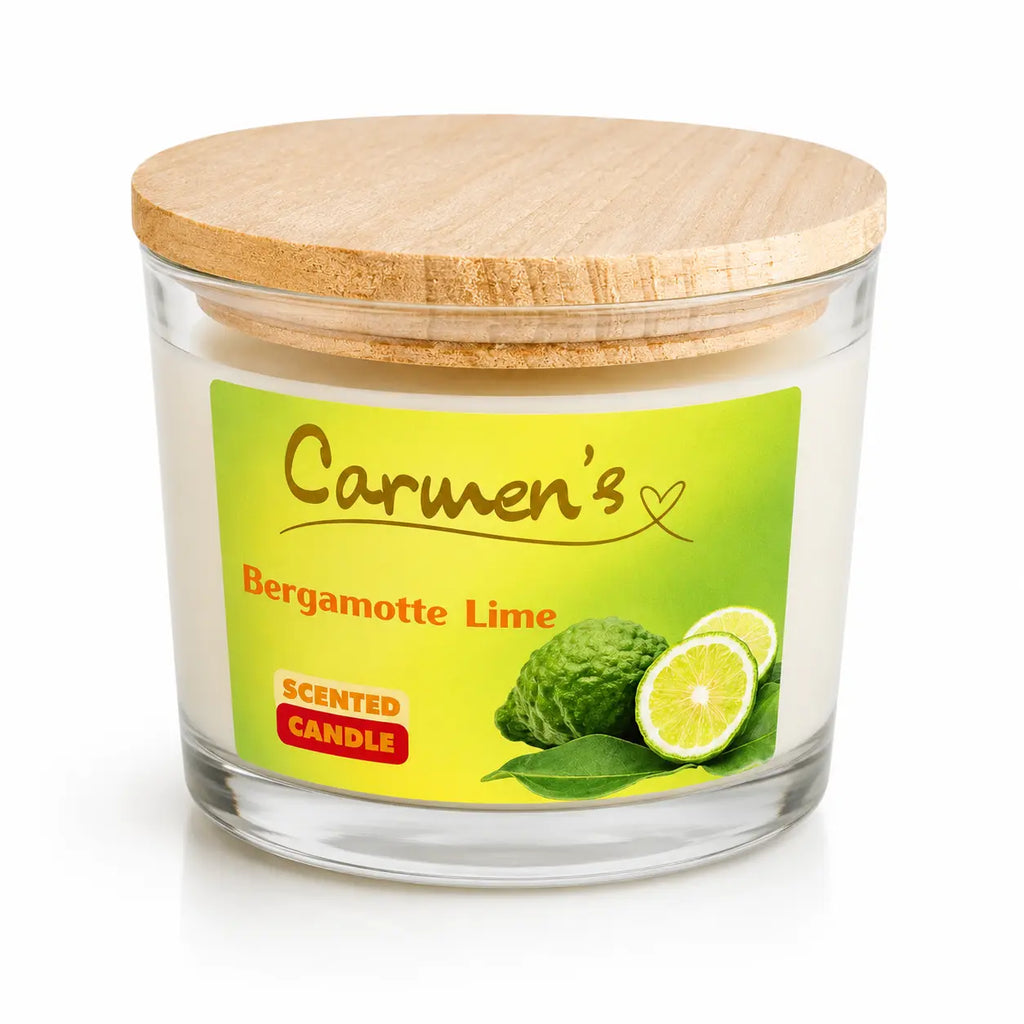 Carmen’s Bergamotte Lime – Luxus Soja-Duftkerze mit Holzdocht (ca. 840g)