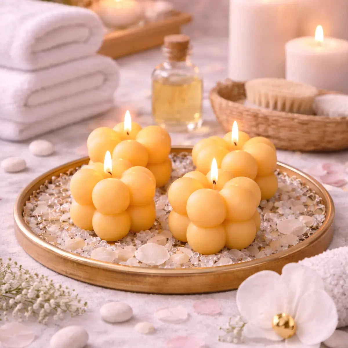 Bubble 4er Set Sojawachs Duftkerzen mit Vanilleduft dekorative Aromakerzen online kaufen