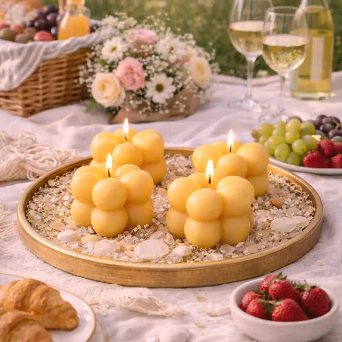 Bubble 4er Set Sojawachs Duftkerzen mit Vanilleduft Premium Aromakerzen online kaufen