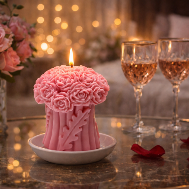 Flower Bouquet Design – Handgefertigte Kerze / Handmade Candle / Bougie artisanale / Lumânare artizanală / Vela artesanal