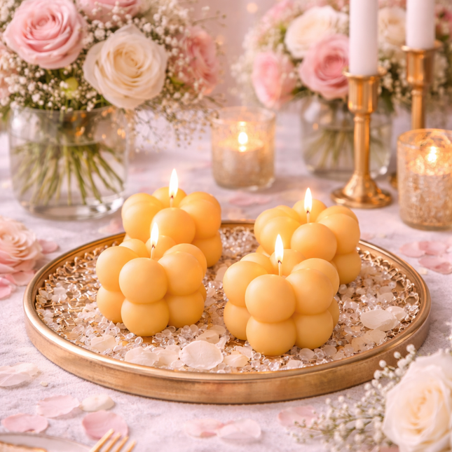 Bubble - Design Small 4er SET – Handgefertigte Kerze / Handmade Candle / Bougie artisanale / Lumânare artizanală / Vela artesanal