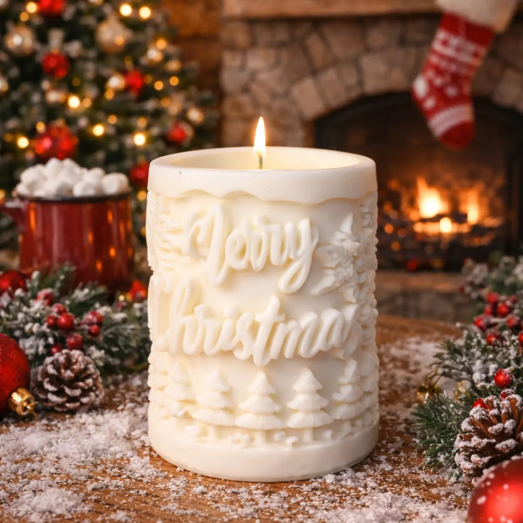 Festliche Sojawachs Duftkerze Christmas Relief mit Vanilleduft Weihnachtskerze online kaufen