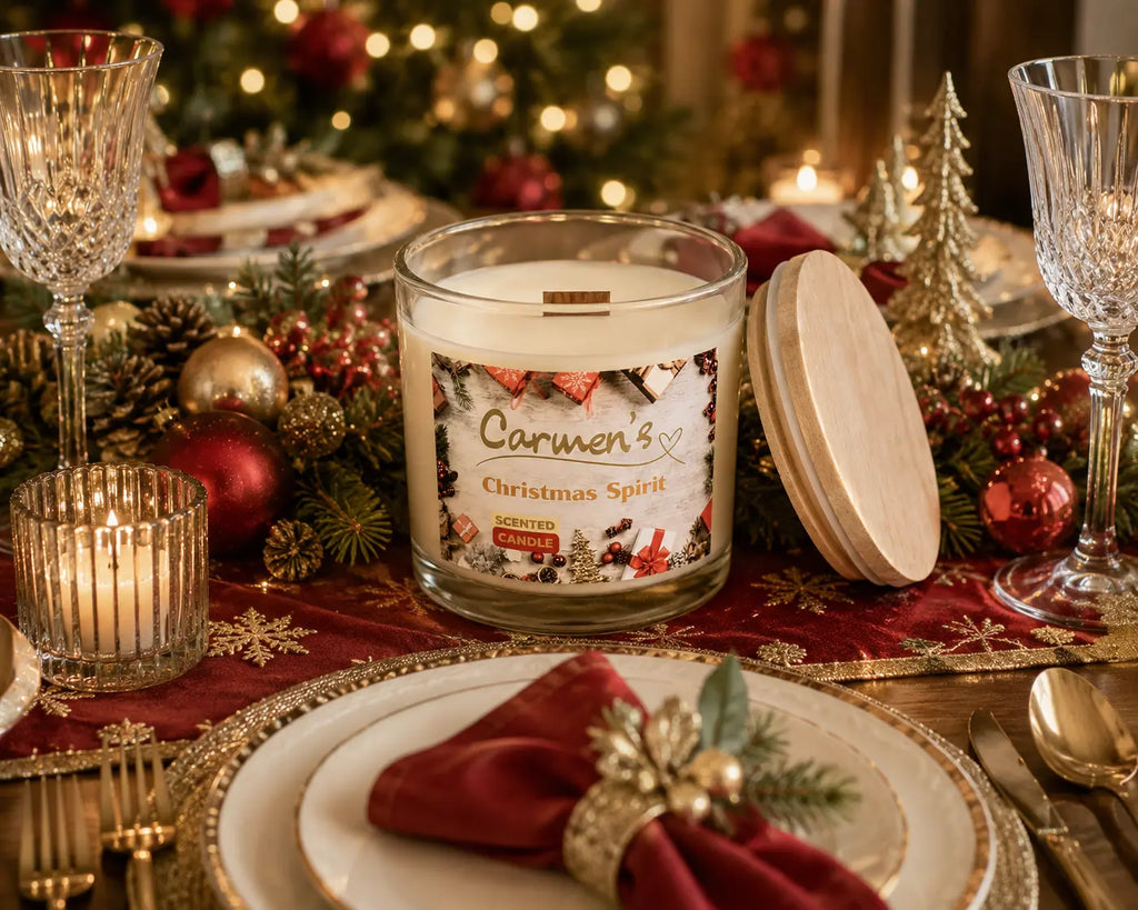 Carmen’s Christmas Spirit – Luxus Soja-Duftkerze mit Holzdocht (ca. 840g)