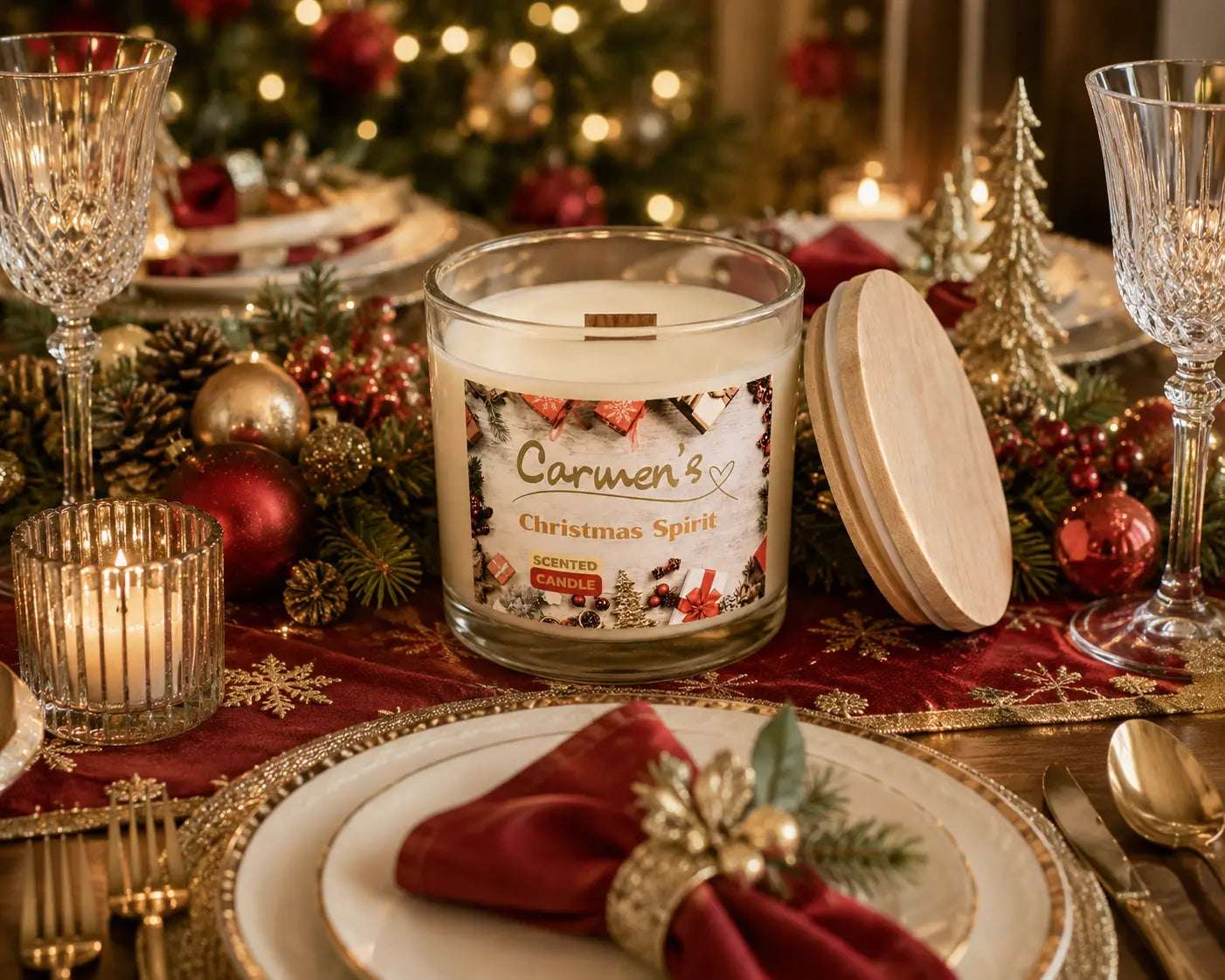 Carmen’s Christmas Spirit – Luxus Soja-Duftkerze mit Holzdocht (ca. 840g)