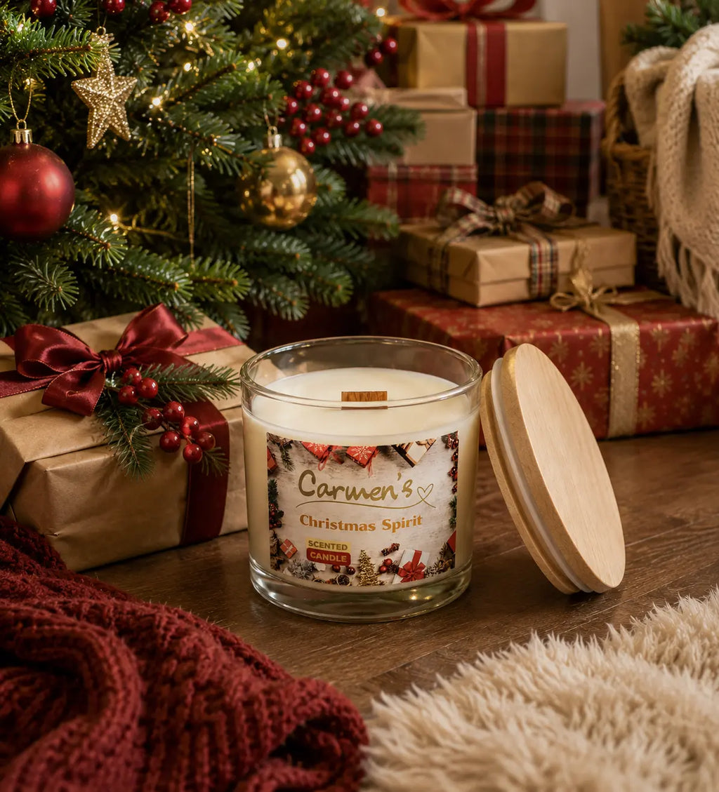 Carmen’s Christmas Spirit – Luxus Soja-Duftkerze mit Holzdocht (ca. 840g)