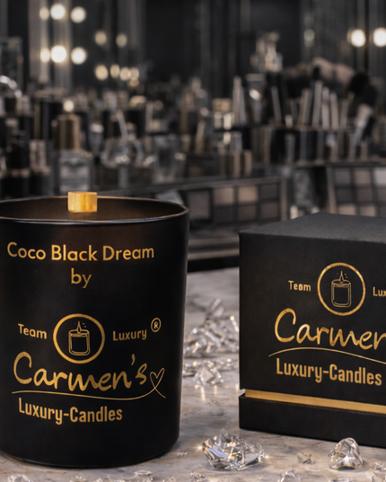 Coco Black Dream – Handcrafted coconut wax candle with Coconut Bay fragrance in luxury glass