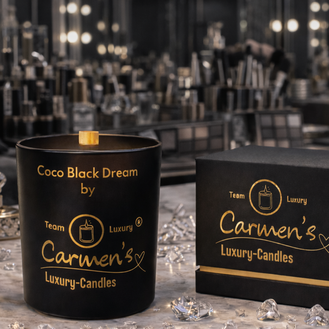 Coco Black Dream – Handgefertigte Kokoswachs Kerze mit Coconut Bay Duft im Luxusglas