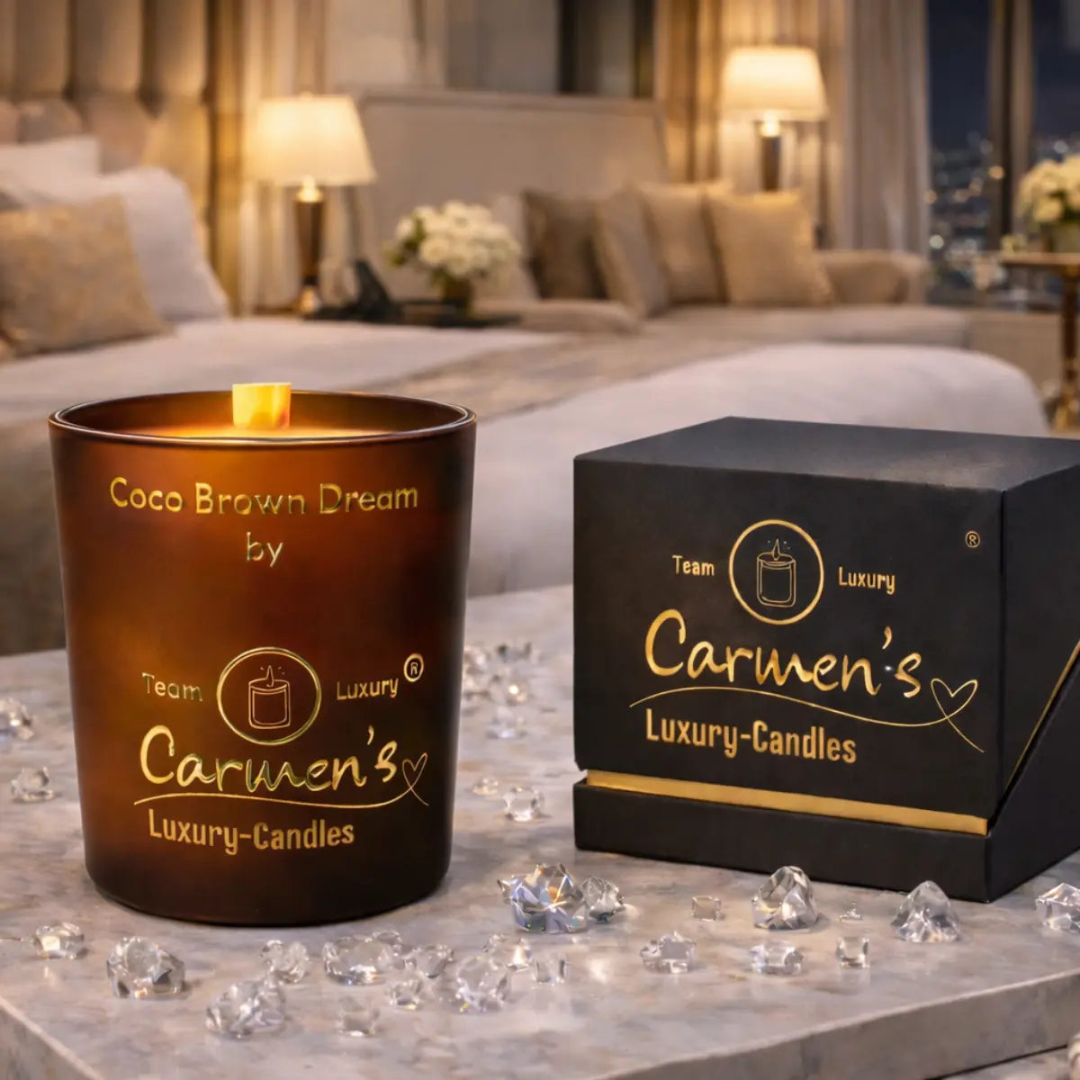 Kokoswachs Duftkerze Coco Brown Dream mit Cocosduft Premium Duftkerze im Glas online kaufen