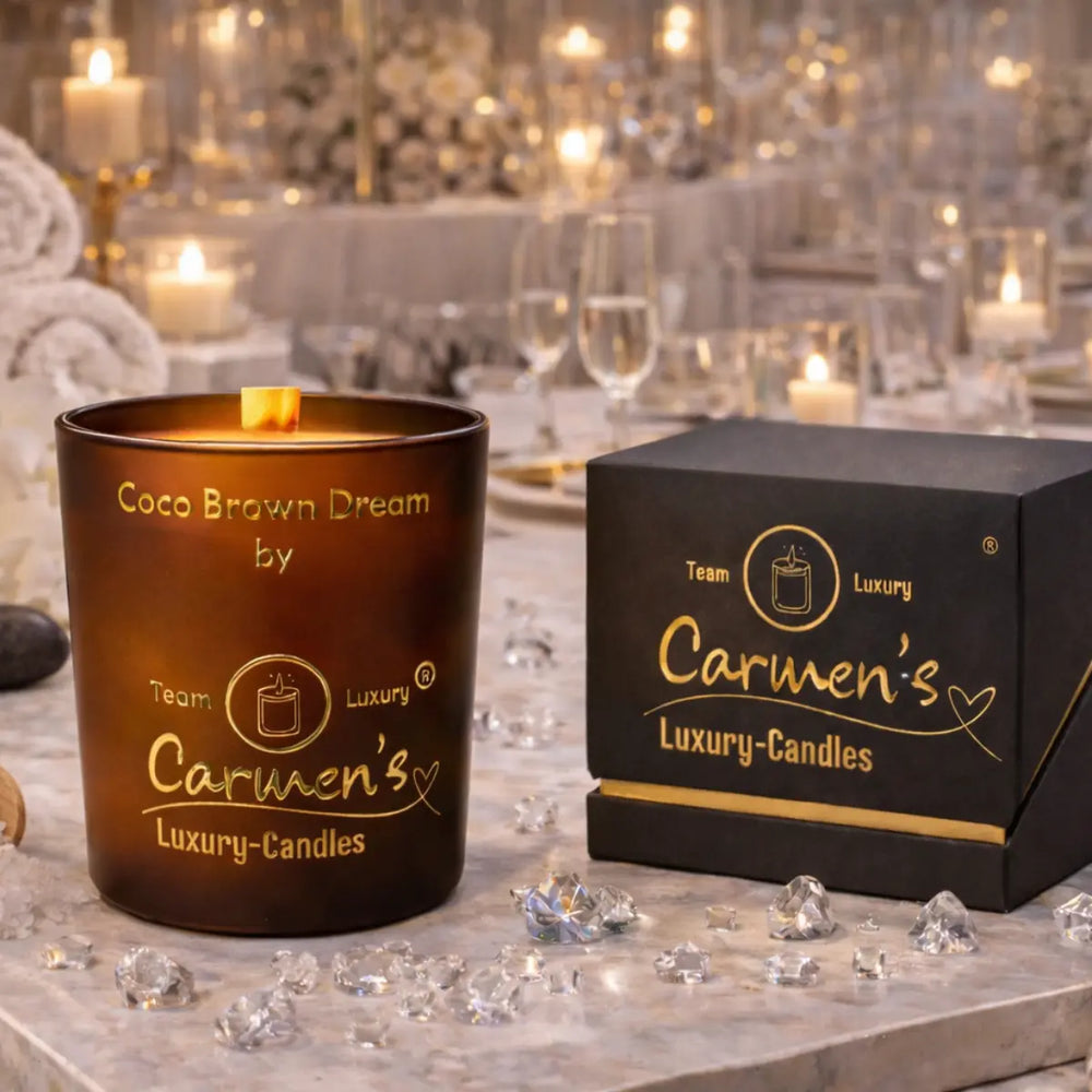 Aromakerze Coco Brown aus Kokoswachs mit Cocosduft luxuriöse Duftkerze online kaufen