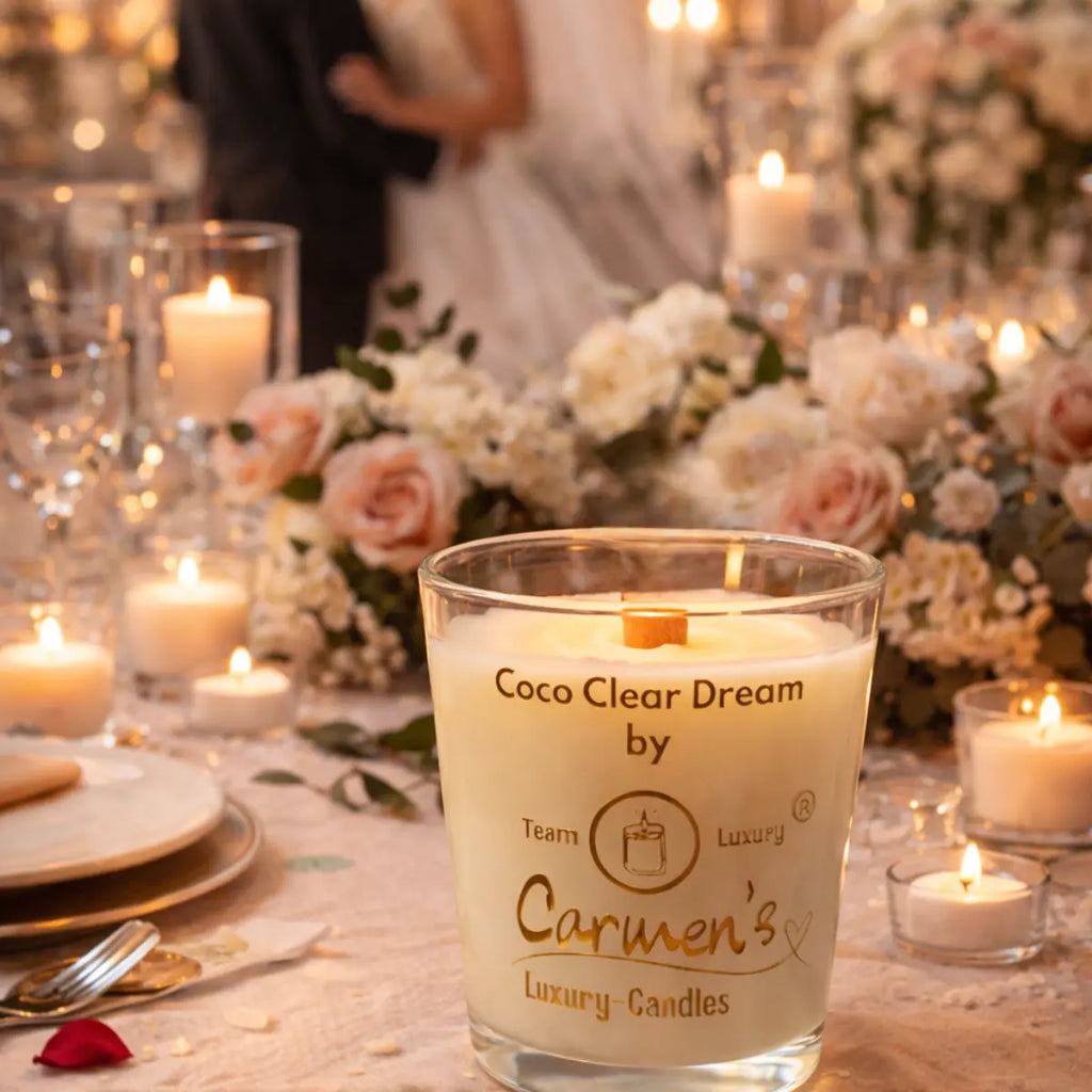 Kokoswachs Duftkerze Coco Clear mit Cocosduft im klaren Glas Luxus Aromakerze online kaufen