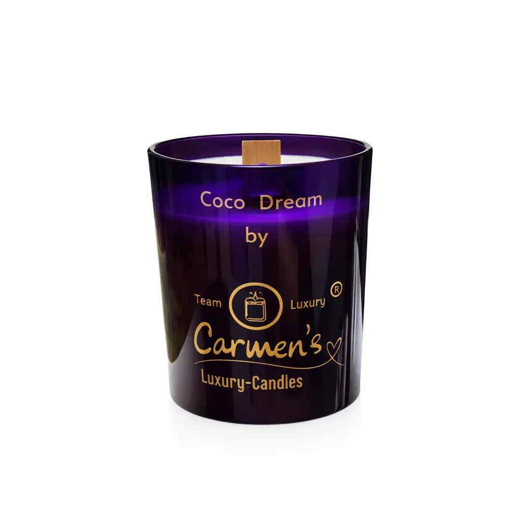 Kokoswachs Duftkerze Coco Dream mit Cocosduft im lila Glas Premium Aromakerze online kaufen