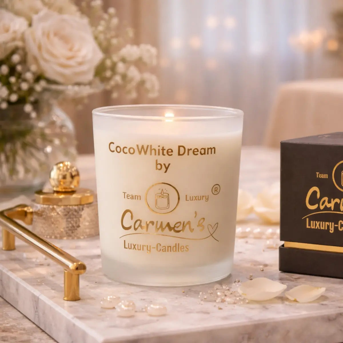 Kokoswachs Duftkerze Coco White mit Cocosduft Premium Luxus Aromakerze online kaufen