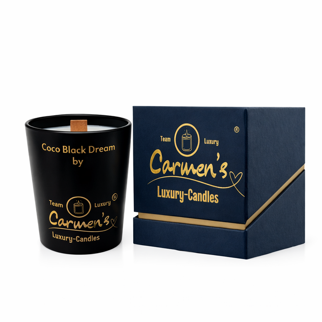 Coco Black Dream – Handgefertigte Kokoswachs Kerze mit Coconut Bay Duft im Luxusglas