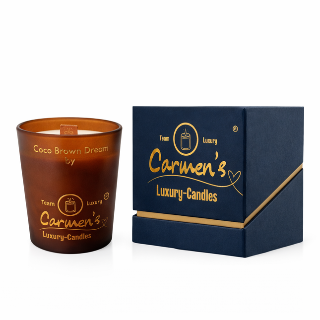 Coco Brown Dream – Handgefertigte Kokoswachs Kerze mit Coconut Bay Duft im Luxusglas