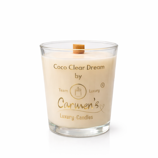 Coco Clear Dream – Handgefertigte Kokoswachs Kerze mit Coconut Bay Duft im Klarglas (ohne Box)