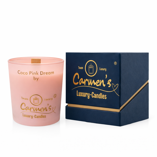 Coco Pink Dream – Handgefertigte Kokoswachs Kerze mit Coconut Bay Duft im Luxusglas