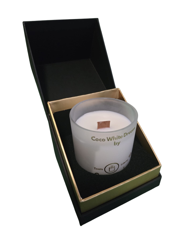 Coco White Dream – Handgefertigte Kokoswachs Kerze mit Coconut Bay Duft im Luxusglas