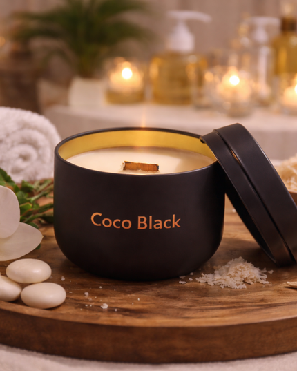 Coco Black – Kerzendose aus Kokoswachs mit Kokosduft