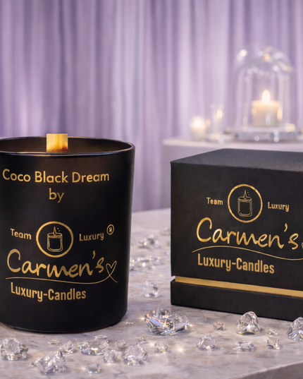 Coco Black Dream – Handcrafted coconut wax candle with Coconut Bay fragrance in luxury glass