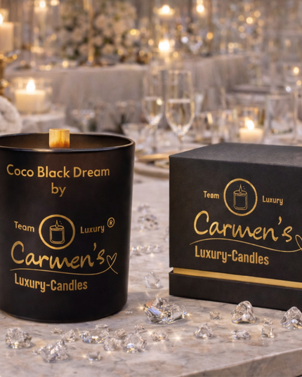 Coco Black Dream – Handcrafted coconut wax candle with Coconut Bay fragrance in luxury glass