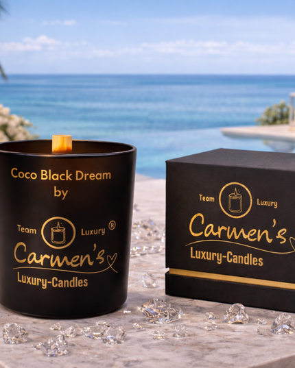 Coco Black Dream – Handcrafted coconut wax candle with Coconut Bay fragrance in luxury glass