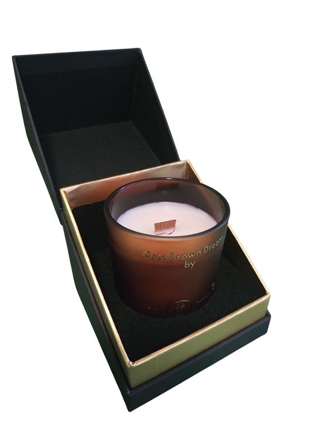 Coco Brown Dream – Handgefertigte Kokoswachs Kerze mit Coconut Bay Duft im Luxusglas