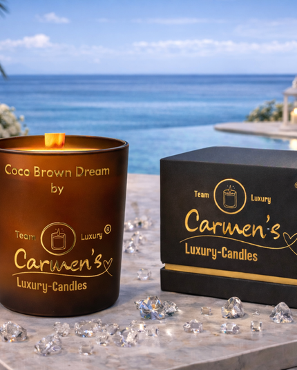 Coco Brown Dream – Handcrafted Coconut Wax Candle with Coconut Bay Fragrance in Luxury Glass