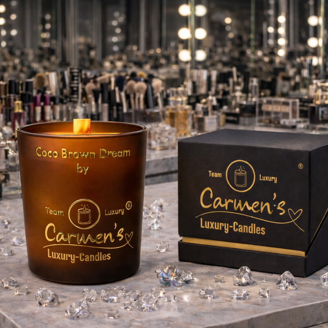 Coco Brown Dream – Handgefertigte Kokoswachs Kerze mit Coconut Bay Duft im Luxusglas