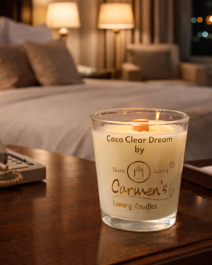 Coco Clear Dream – Handcrafted Coconut Wax Candle with Coconut Bay Fragrance in Clear Glass (without box)