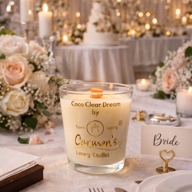 Coco Clear Dream – Handgefertigte Kokoswachs Kerze mit Coconut Bay Duft im Klarglas (ohne Box)