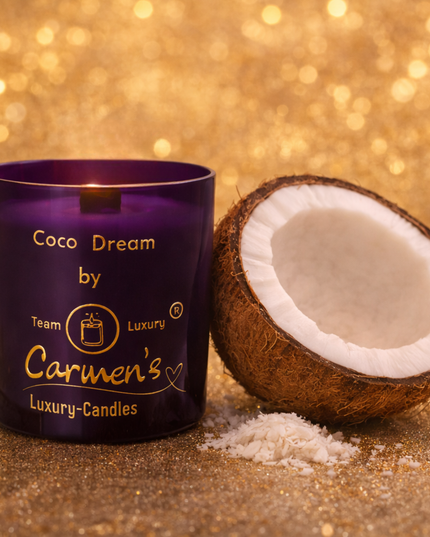 Coco Dream – Handcrafted Coconut Wax Candle with Coconut Bay Fragrance in Large Luxury Glass (without box)