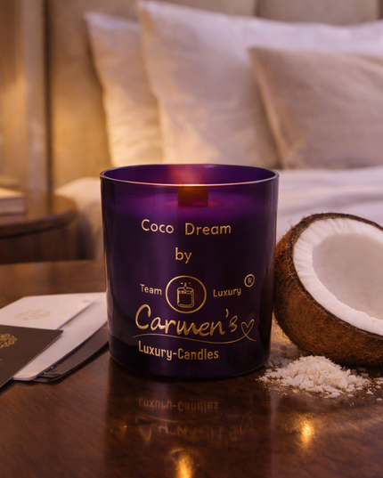 Coco Dream – Handcrafted Coconut Wax Candle with Coconut Bay Fragrance in Large Luxury Glass (without box)